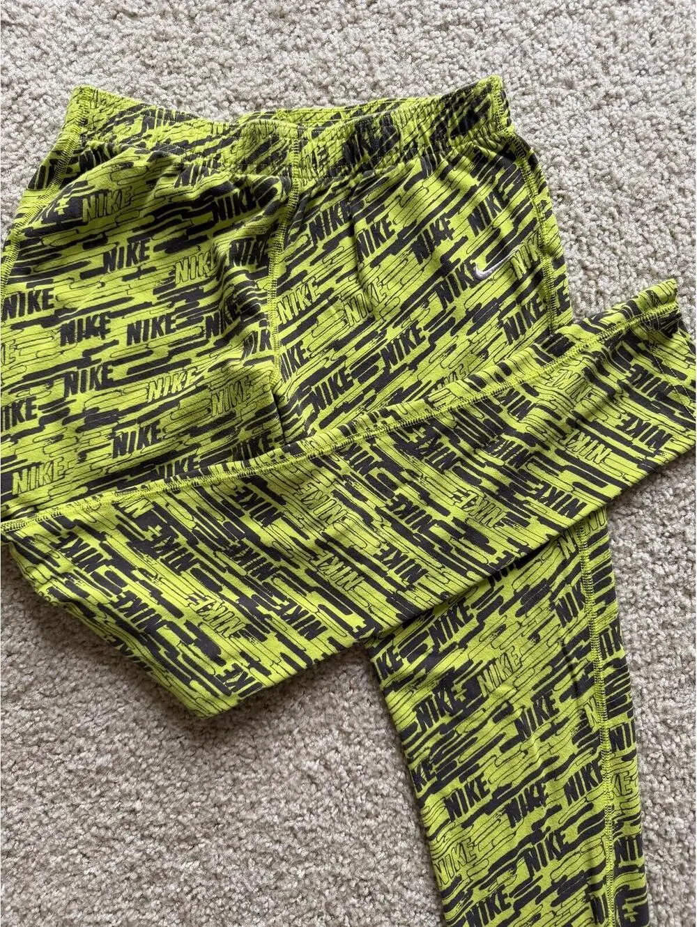 Youth XL/Adult XS Nike lime/black leggings